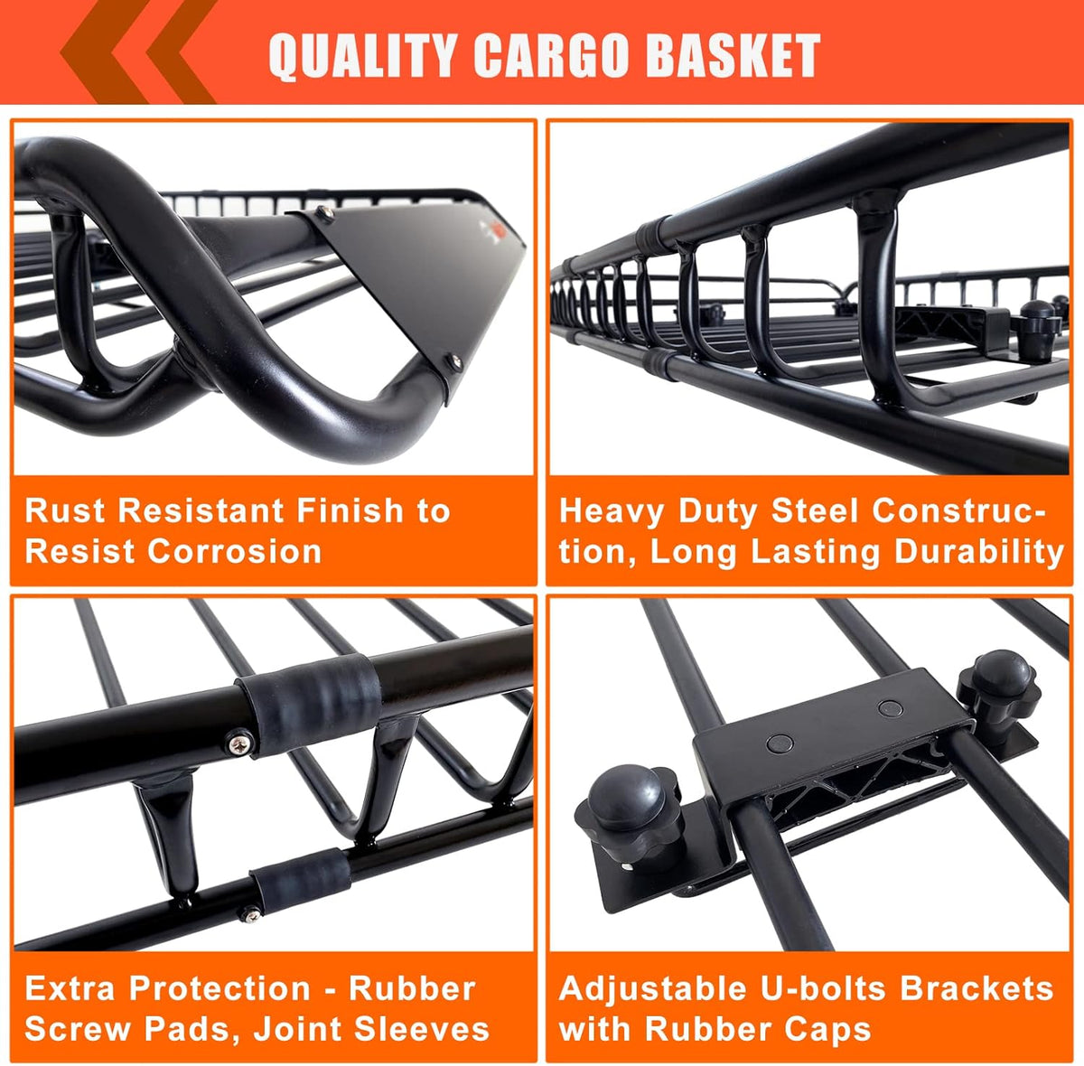 MeeFar Roof Rack Carrier Basket Universal Rooftop 51" X 36" X 5" + Waterproof Bag 15 Cubic Feet (44" 34" 17"), and Cargo Net with Attachment Hooks, Ratchet Straps