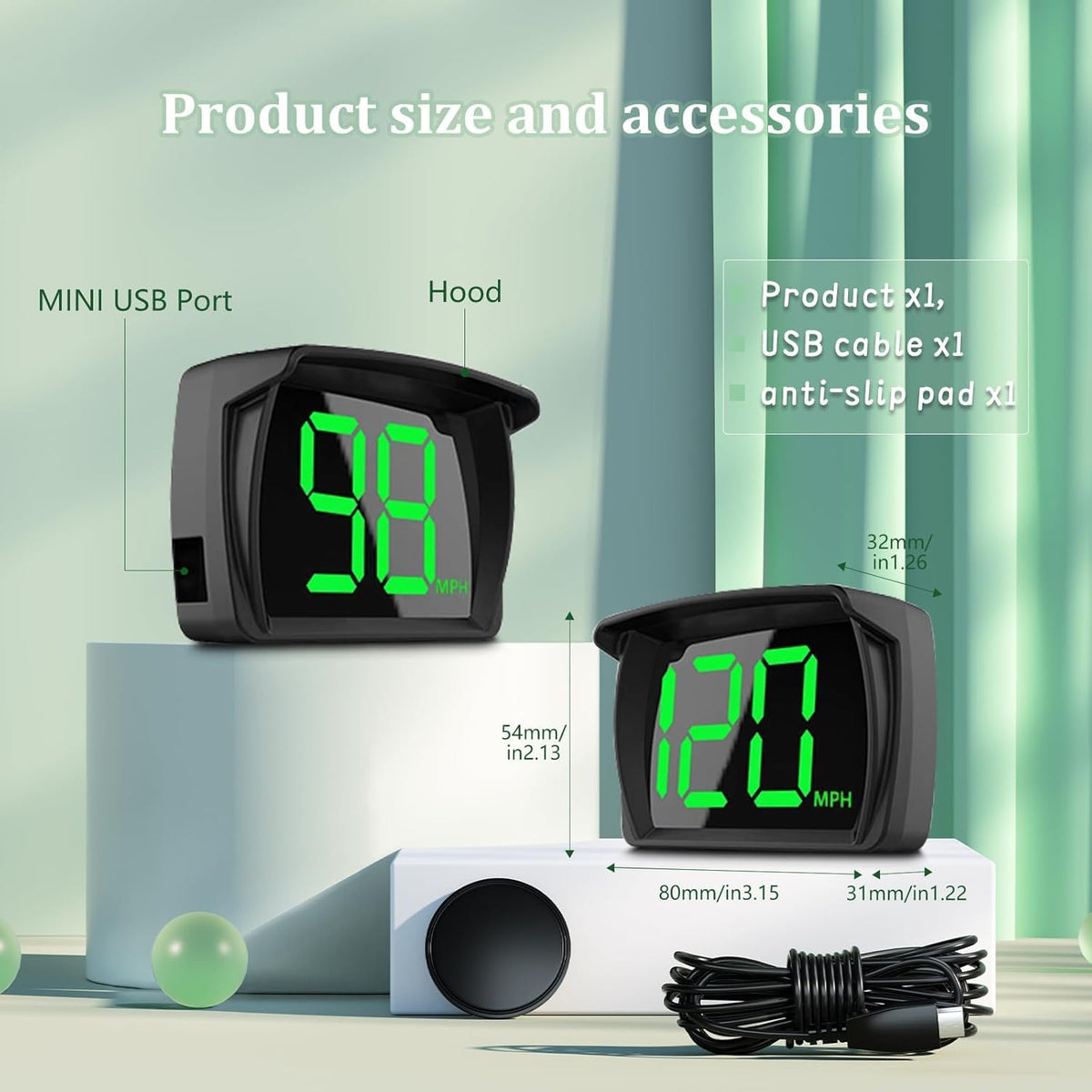 GPS Speedometer Digital Speedometer Cars Heads Up Display Y03 with Speed, Automatic Light Sensing, MPH Speedometer Plug and Play Applicable to All Cars
