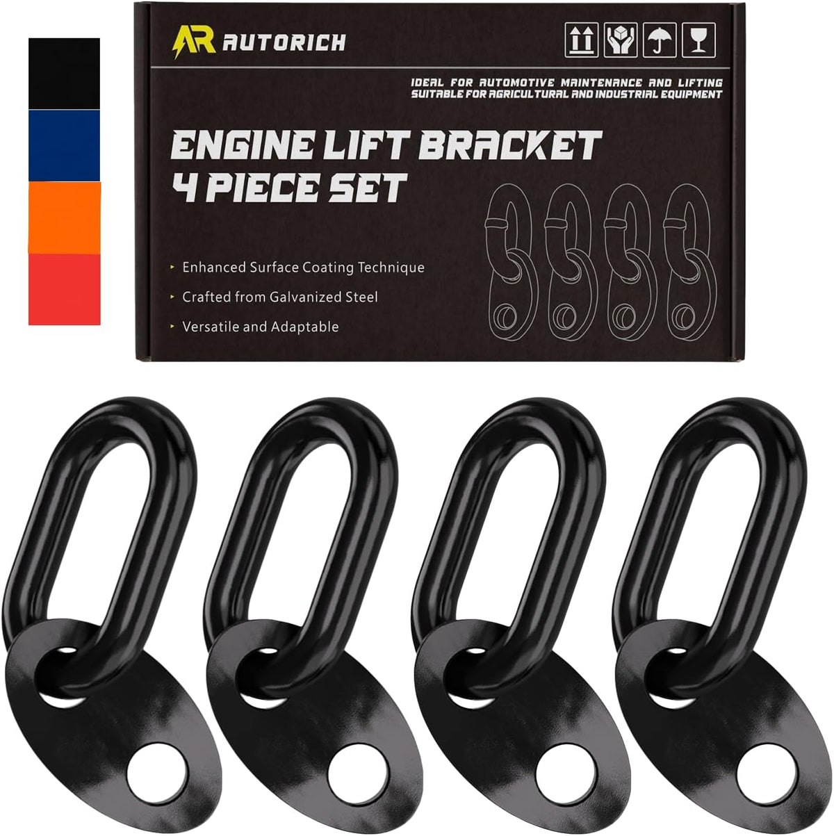 7100 Lifting Bracket Set for Engine - 4 Heavy-Duty Engine Lift Bracket 5500 Lb Capacity, Engine Support Bar for Lifting Slings and Load Levelers, Black
