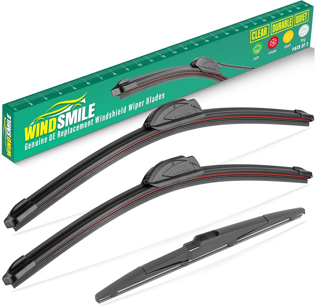 26" 16" 11" Windshield Wiper Blades Replacement for Kia Sportage 2017 2018 2019 2020 2021 2022 Premium All Weather Front Rear Wipers Set - OEM Quality (Pack of 3)