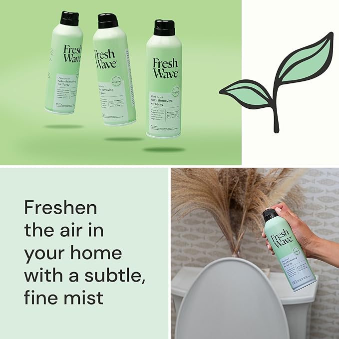 Fresh Wave Odor Eliminator Spray & Air Freshener, 8 oz. | Pack of 2 | Non-Aerosol, Fine Mist | Odor Absorbers | Safer Odor Relief | Natural Plant-Based Odor Eliminator | For Furniture, Fabrics & Trash