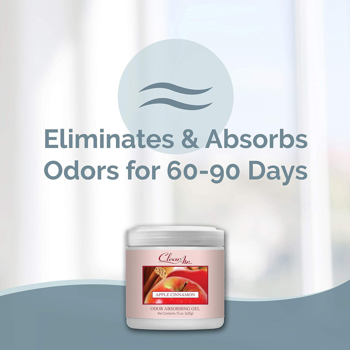 Clear Air Odor Absorber Gel - 15 oz, Pack of 2 - Air Freshener Absorbs and Eliminates Odors in Bathrooms, Cars, Boats, RVs and Pet Areas - Made with Essential Oils - Apple Cinnamon Scent