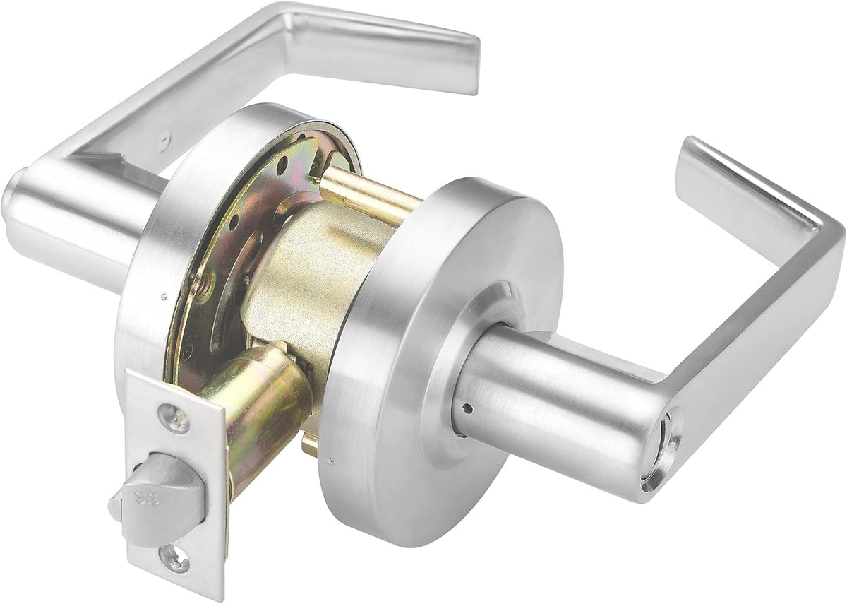 Commercial Lever Door Lock - Heavy-Duty Locking Door Handle, ADA Door Handles, Cylindrical Lever Lock, Non-Handed Grade 2 Industrial Door Handle, 26D Satin Chrome, Privacy/Bathroom