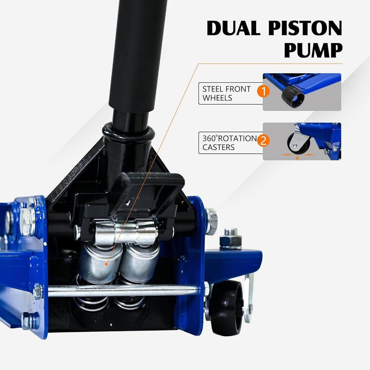 Floor Jack 3Ton/6600lbs.Dual Piston Fast Lifting Pump.Ultra Low Profile Floor Jack with Foot Pedal,Lifting Range 3.1"-20".Heavy Duty Hydraulic Racing Car Jack for MVPs,SUVs and Trucks.Trolley Jack
