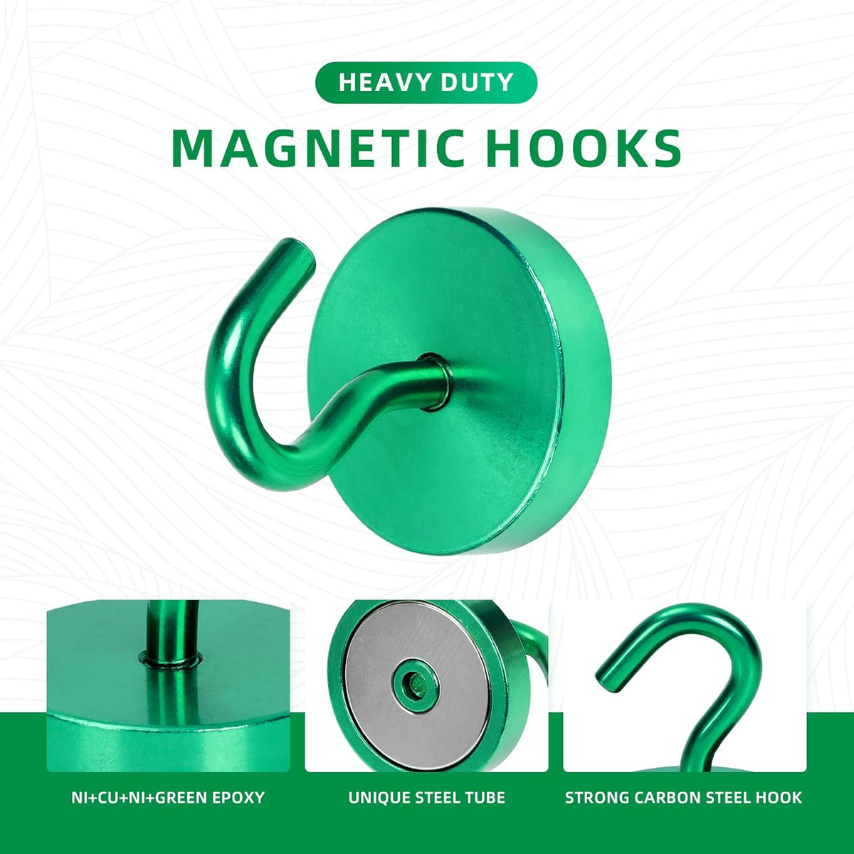 Neosmuk Magnetic Hooks, Cruise Ship Essentials, 120lb+ Heavy Duty Magnetic Hooks for Cruise Cabins, Refrigerator, Grill, Hanging, and Travel | Extra Strong Must-Haves Magnet Hook,Green, Pack of 10