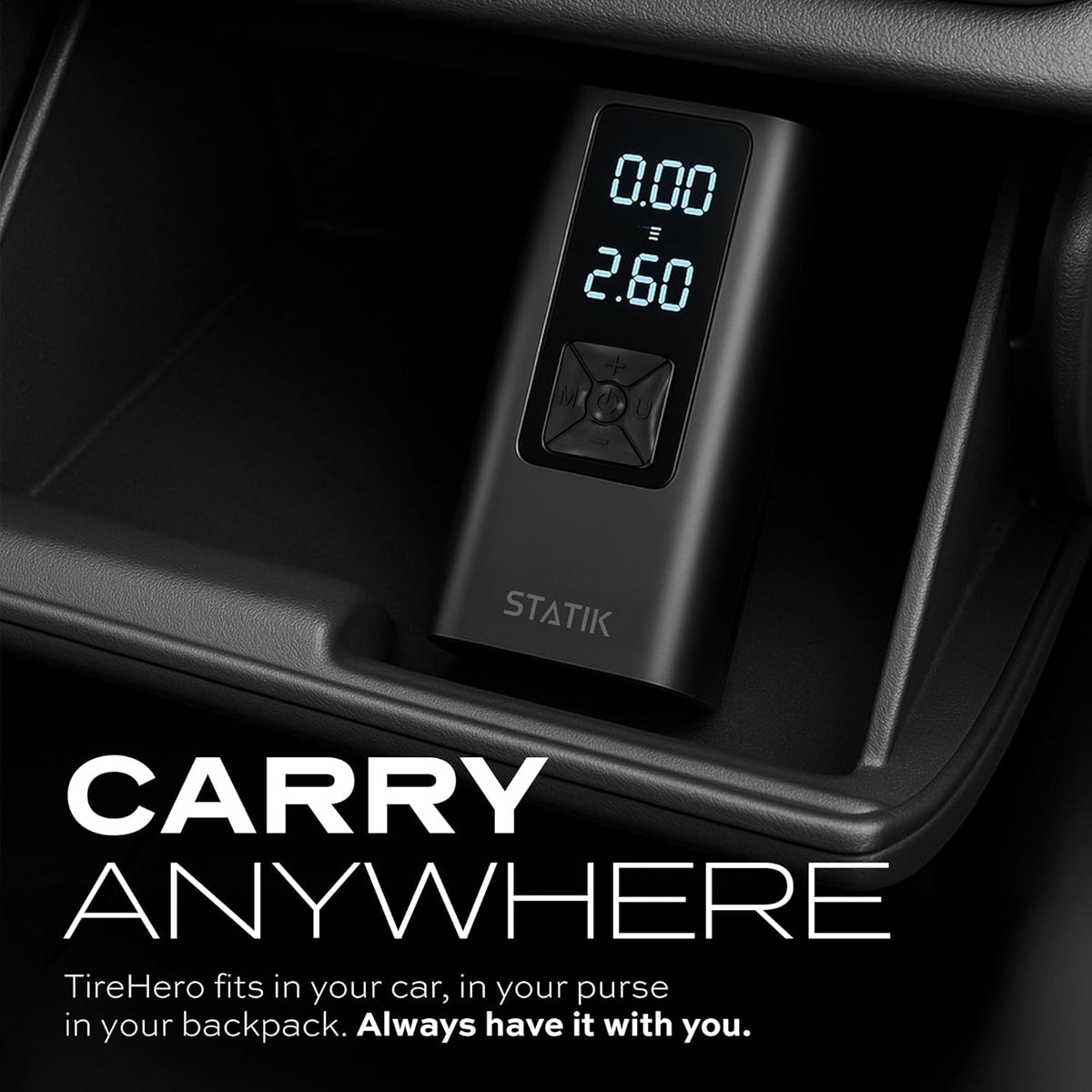 STATIK TireHero Car Tire Inflator Portable Air Compressor - 150 PSI, Electric Air Pump for balls, Bike Pump, Inflatables, Paddleboard, Air Mattress, Car Emergency Safety Kit w/Flashlight