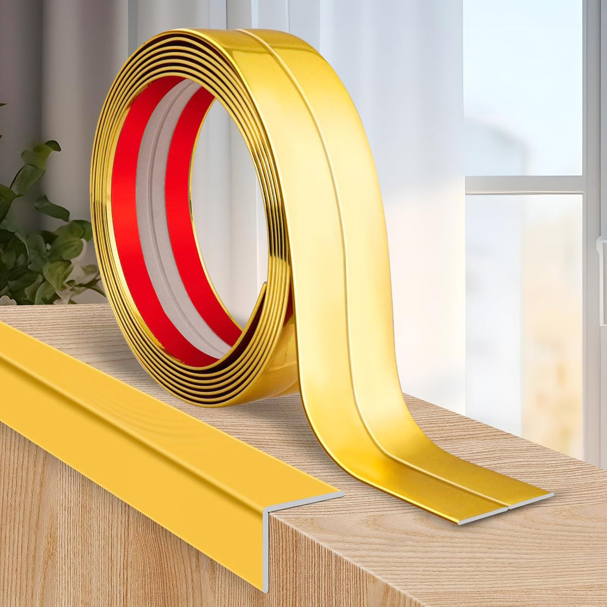 Flexible Wall Corner Protector Moulding Trim Peel and Stick Wall Corner Guards Edge Protector Self Adhesive Molding Trim Strip for Edge Ceiling (Gold, 0.8 in x 40 Ft)