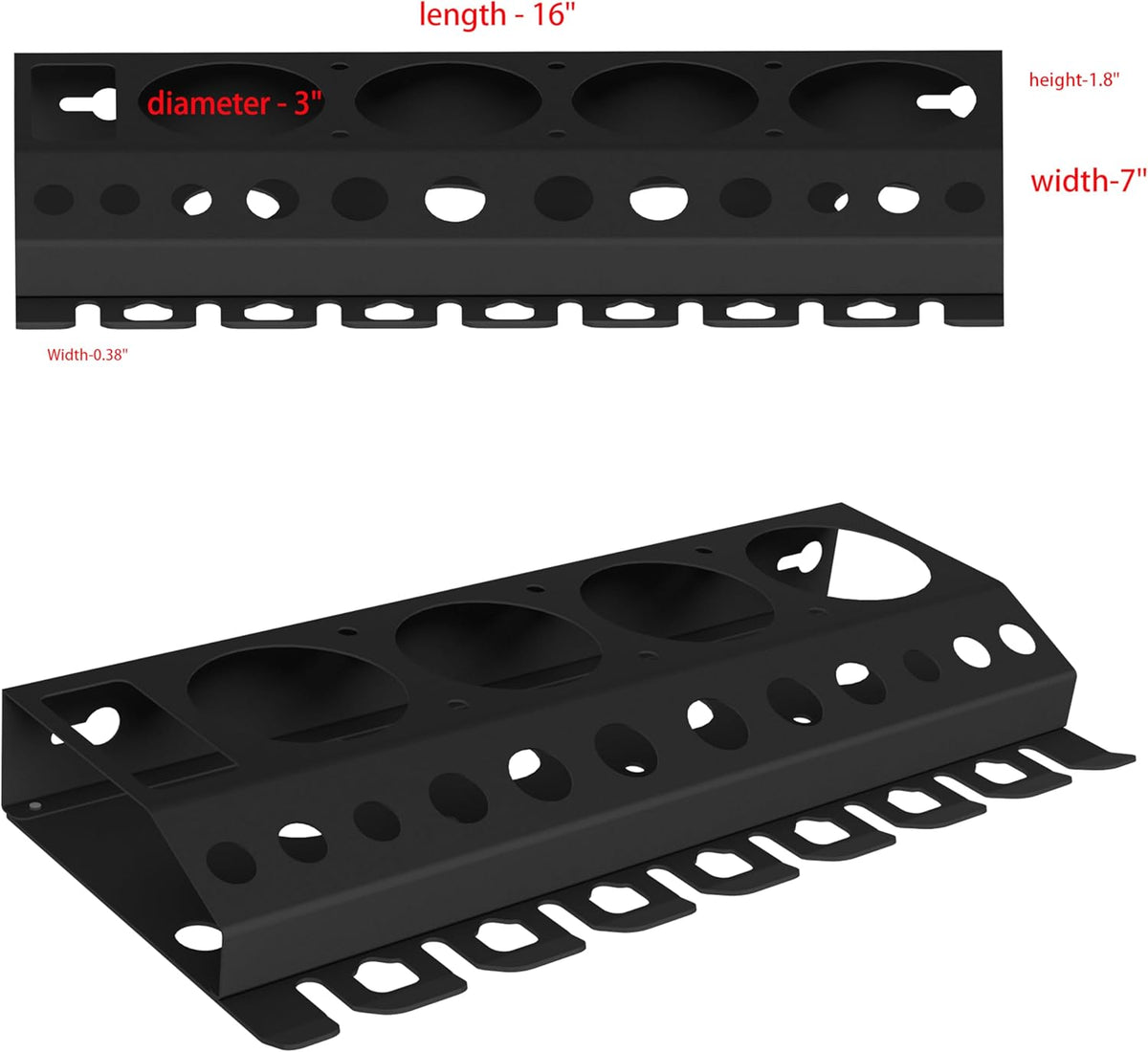 Bottle Storage Rack, Detailing Brush Organizer, Spray Bottle Storage Rack, 3/8" Air Tool Holder, for Garage and Workspace (1pc-Black)
