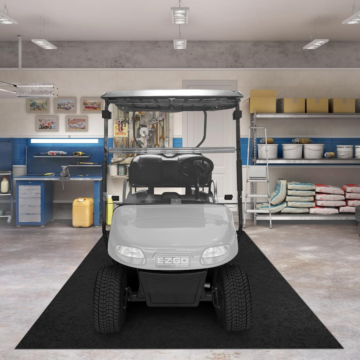 Golf Cart Parking Mat 9.84 ft. x 4.92 ft, 3.0MM Thickened Oil Absorbent Universal Garage Repair Floor Mat for EZGO, Club Car, Yamaha, Motorcycles, Mower, ATV, UTV - Anti Slip Mechanic Pad Cut to Size