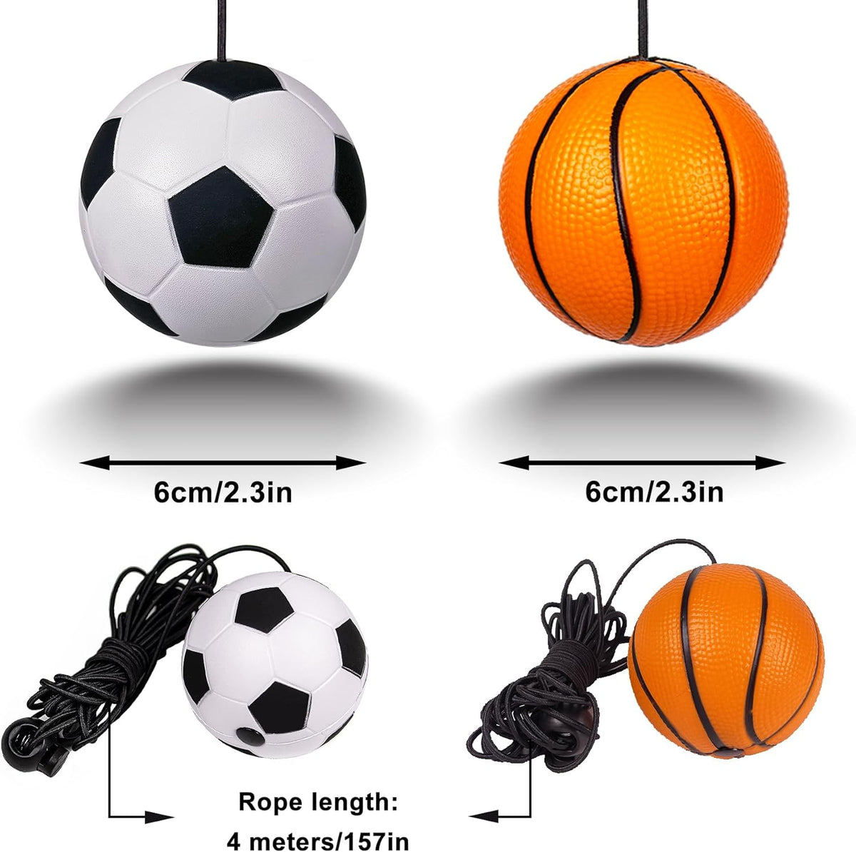 2 Pack Garage Parking Aid,Garage Car Stop Indicator,Garage Parking Assist Stop Ball,Parking Ball Guide System,Double Car Parking Aid with Telescopic Adjustable Length(basketball shape+soccer shape)