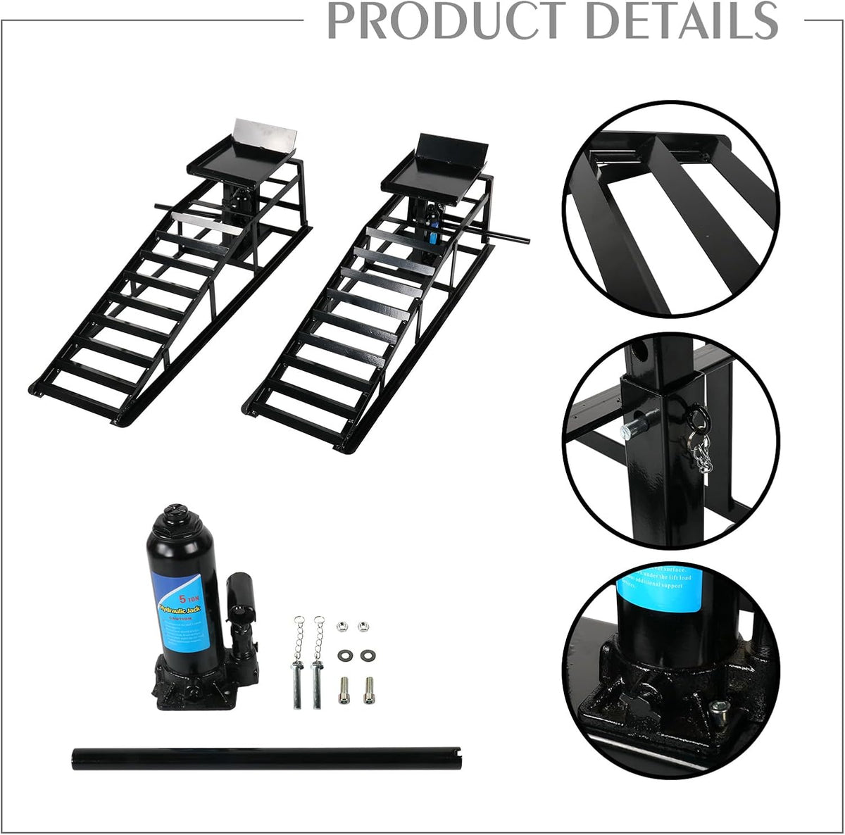 5 Ton 2 Pack Hydraulic Car Ramp Elevator 10000 Lbs for Auto Car Truck Trailer Garage Service Vehicle Ramp Lift Jack Hydraulic Lift (Black)