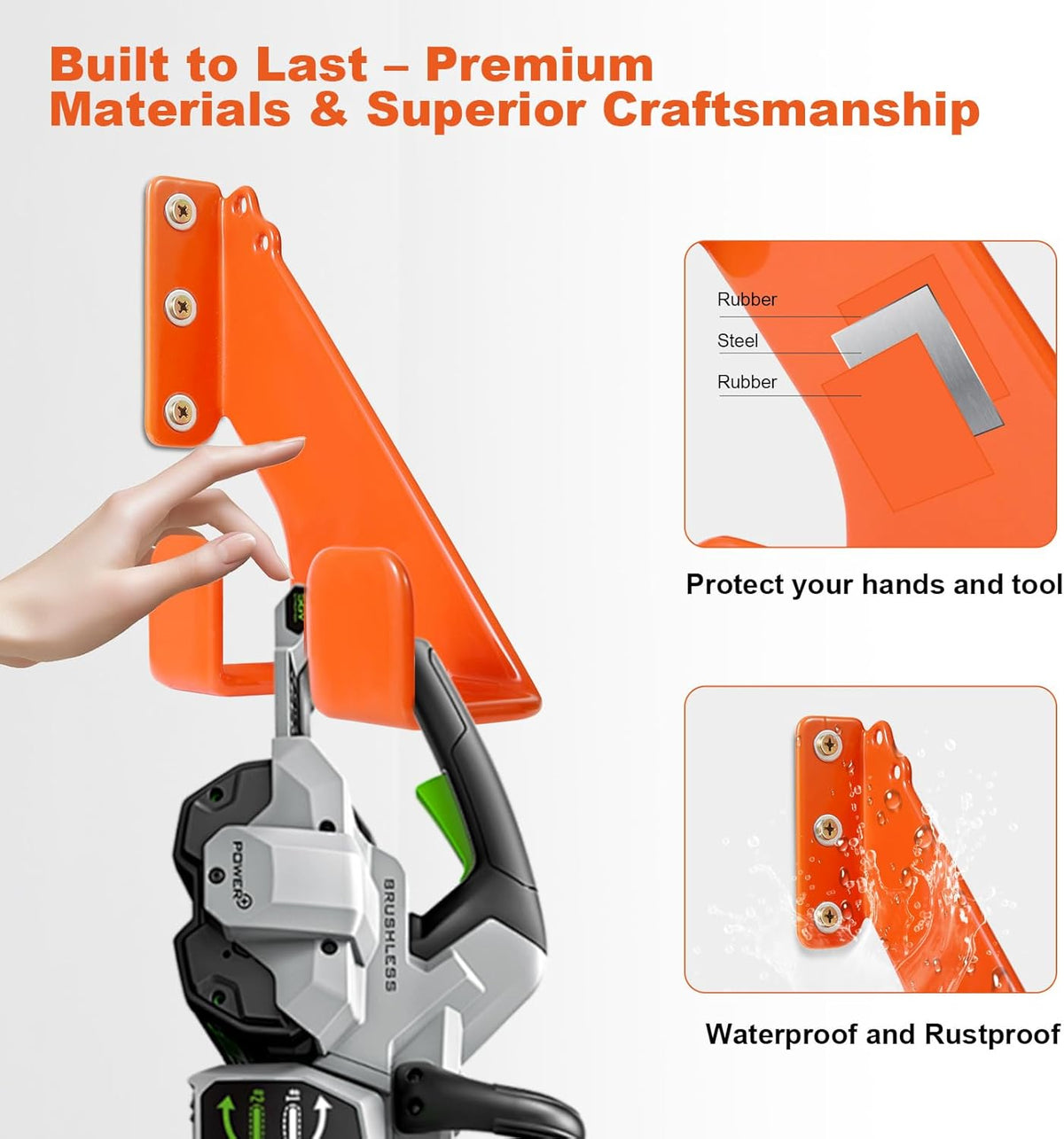 Chainsaw Hanger,1 Pack Durable Chainsaw Holder, Heavy Duty Wall Mount Hanger, Chainsaw Storage Rack for Garage & Shed, Anti-Scratch Organizer for Garage Organization