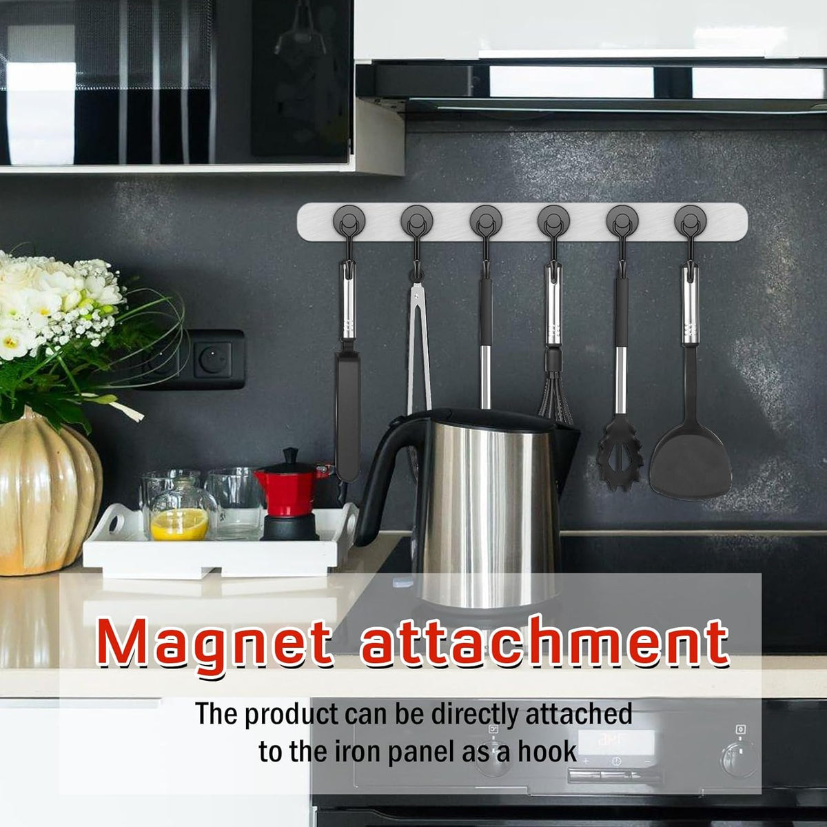 FINDMAG Magnetic Hooks, 40Lbs+ Strong Magnet Hooks for Cruise Cabins, Powerful Neodymium Magnets with Hooks for Hanging, Swivel Swing Black Magnetic Hooks for Fridge, Whiteboard, Kitchen, Toolbox