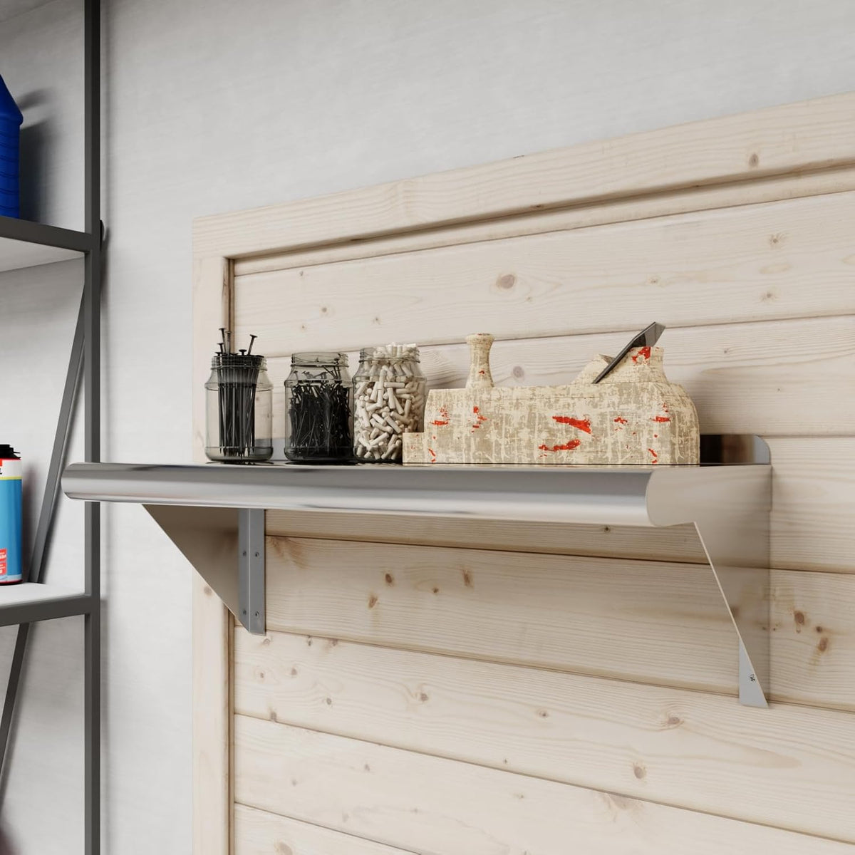 AmGood 24" Long X 10" Deep Stainless Steel Wall Shelf | NSF Certified | Appliance & Equipment Metal Shelving | Kitchen, Restaurant, Garage, Laundry, Utility Room