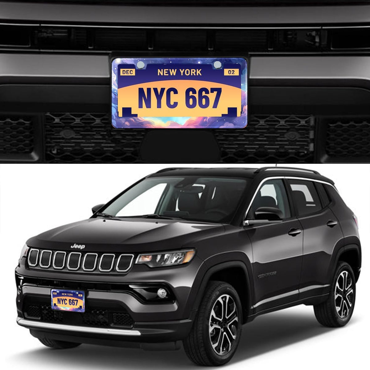 Space Galaxy License Plate Frame Blue Cloud Stars Sky Stainless Steel License Plate Holder Auto Parts Decoration with Screws License Plate Holder 12x6 Inch for Women Gift Car Accessories