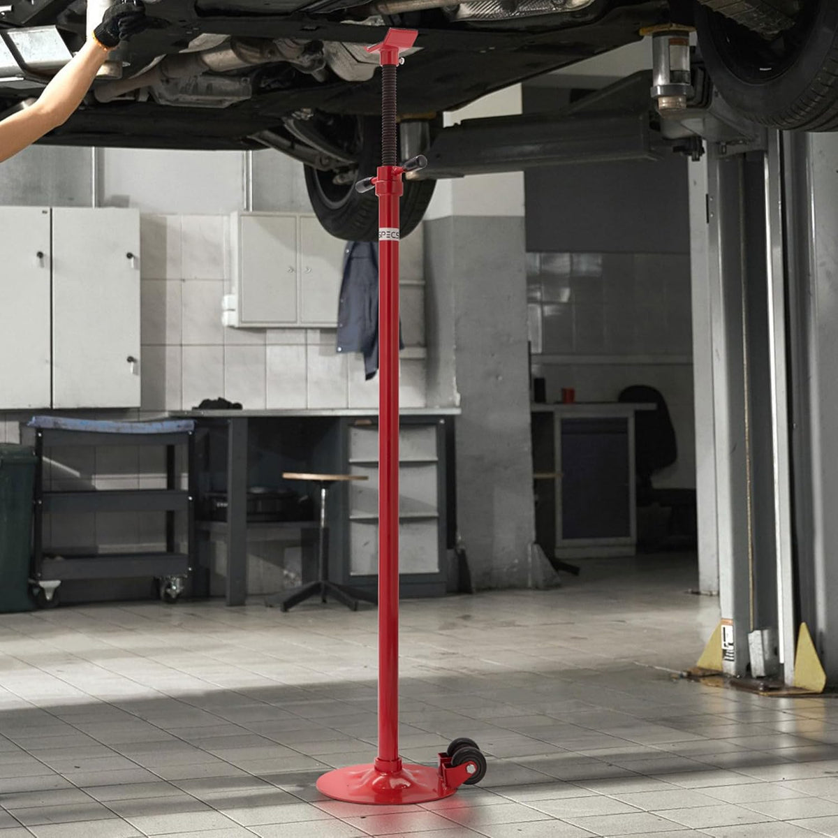 SPECSTAR Movable Underhoist Support Stand, 3/4 Ton 1650Lbs Capacity Jack Stand Lifting from 52 to 76 Inch with Replaceable Saddle and Steel Base