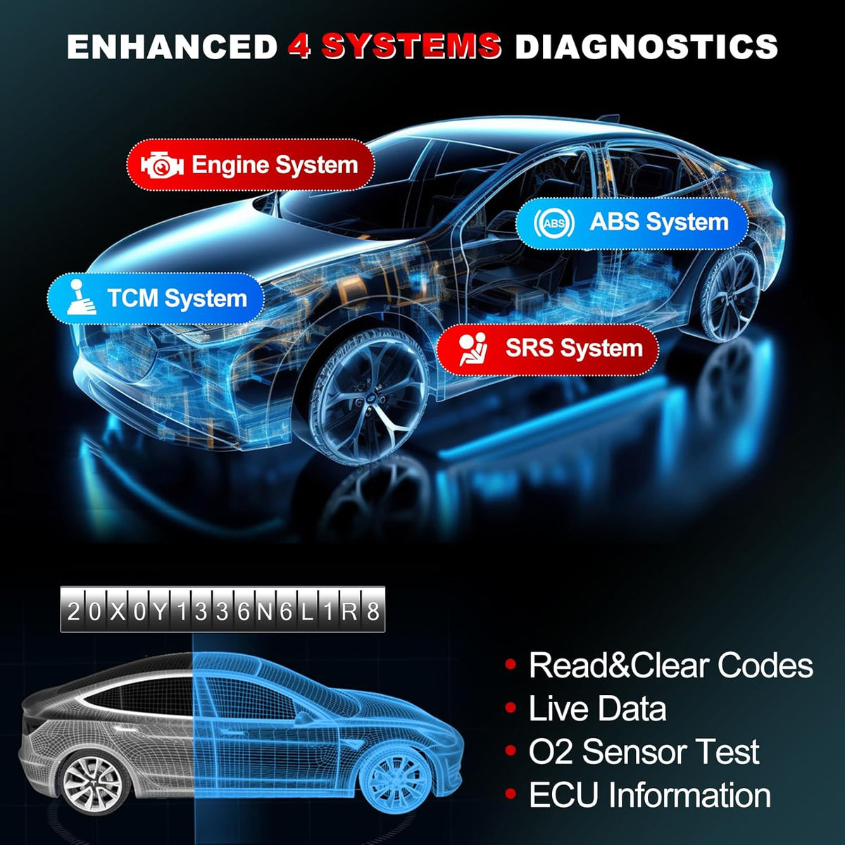KINGBOLEN S500 OBD2 Scanner, ABS SRS Engine at Diagnostic Tool, Automotriz Code Reader with 6 Resets,Oil SAS, Brake,Throttle,FCA AutoAuth Automotive Scan Tool,AutoVIN All Cars Lifetime F-Ree Update