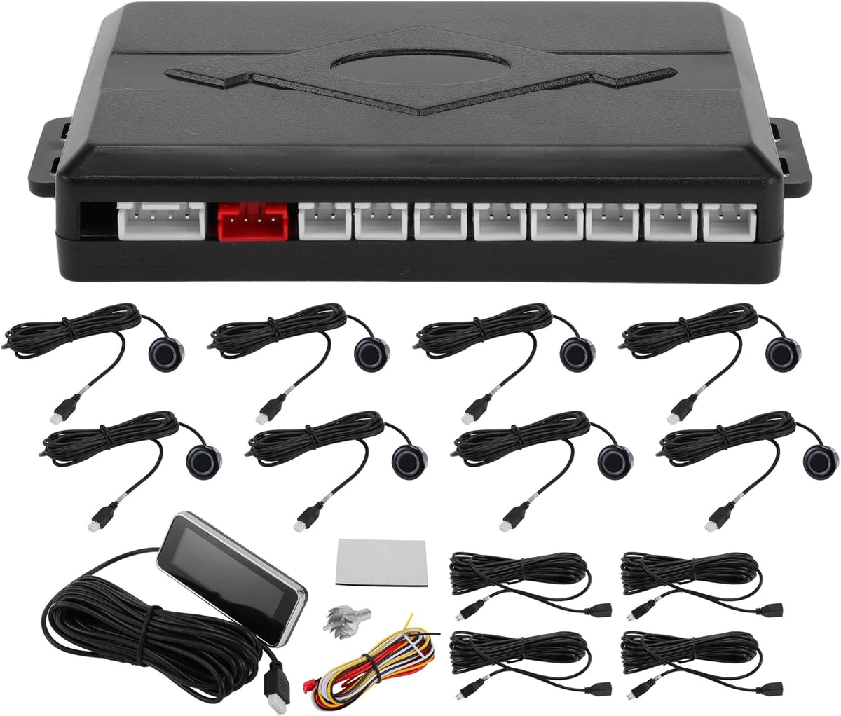 Motoforti Auto Vehicle Reverse Backup Radar System Reverse Parking Sensors Sound Warning Alarm Buzzer Reminder Distance Detection Dark Blue 8 Parking Sensors