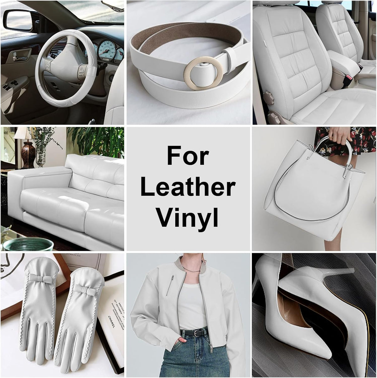 Leather Recoloring Balm, Leather Color Restorer Conditioner, Leather Restorer for Couches Paint, Leather Scratch Remover, Scratch Leather Faded Repair Kits for Vinyl Furniture (White, 75ML)