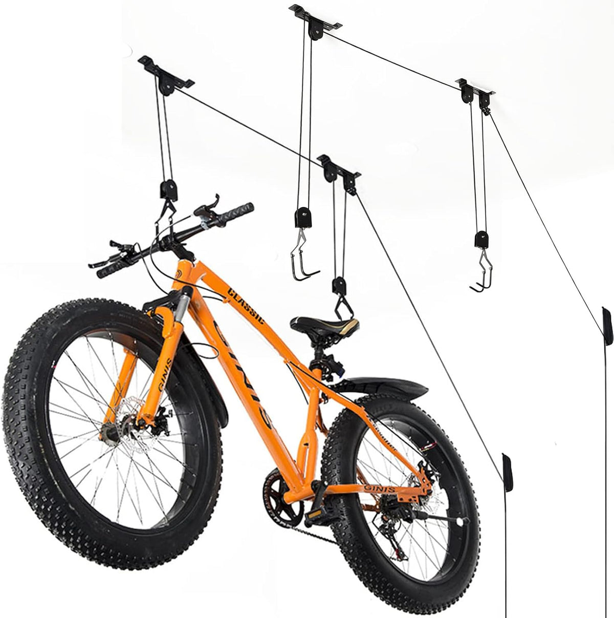 Wallmaster Ceiling Bike Mount Hanger, Bike Ceiling Lift Hoist, Bike Pulley System for Garage, Indoor Bicycle Hooks, 2 pack