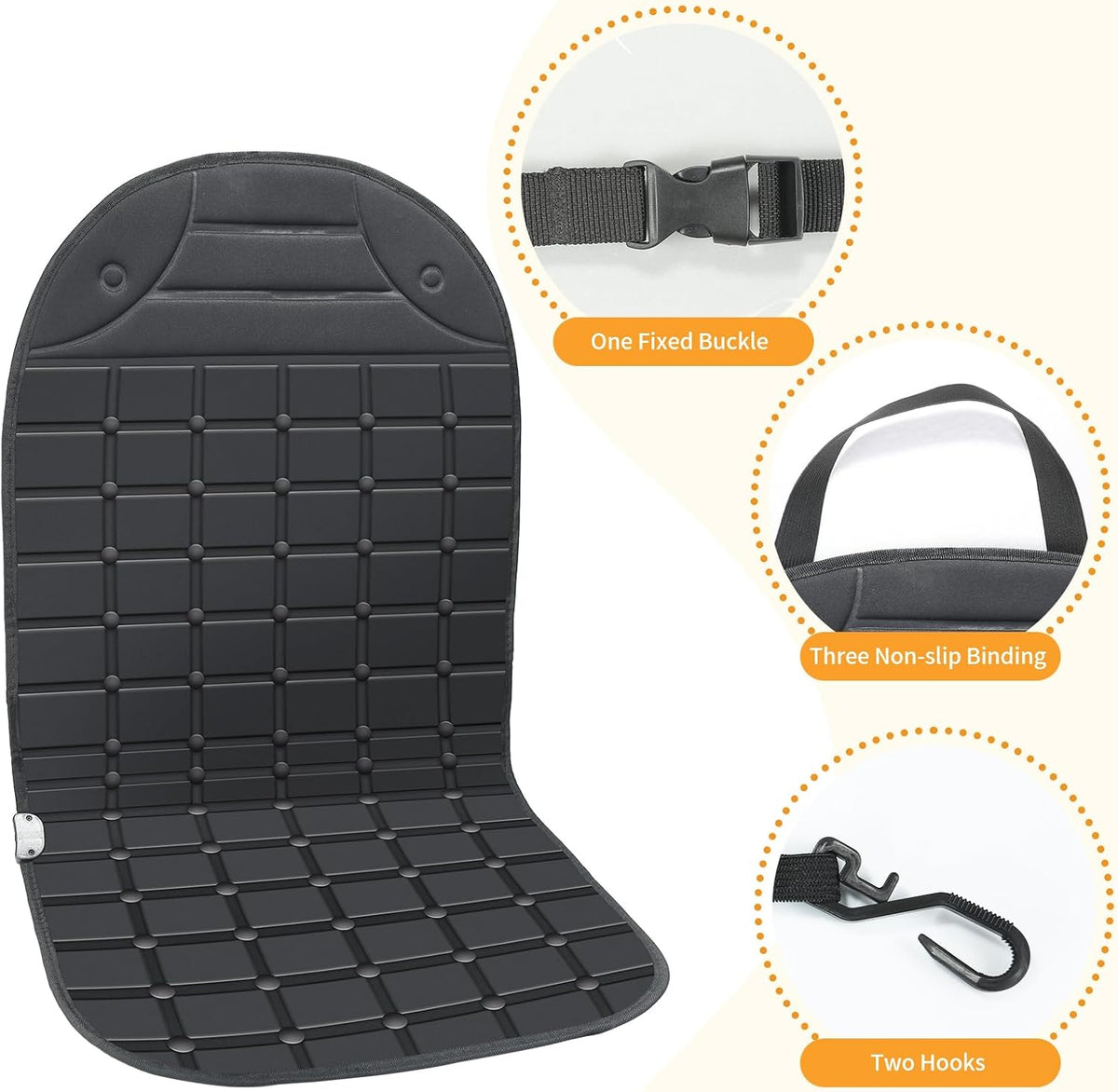 Seat Cushion for Cold Weather - Winter Soft Seat Cover with Adiustanle Buckle for Full Back and Seat (Black)