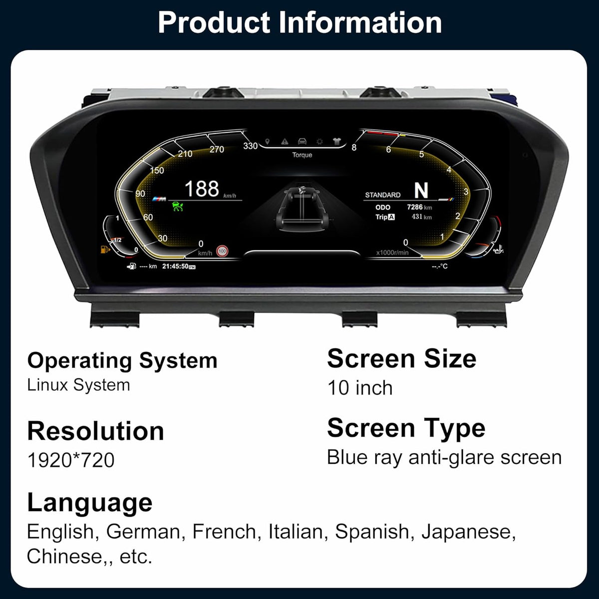 Speedometer Instrument for BMW BMW F20 F52 2013-2024, Linux System Original Car Information Display Digital Cluster Dashboard Screen