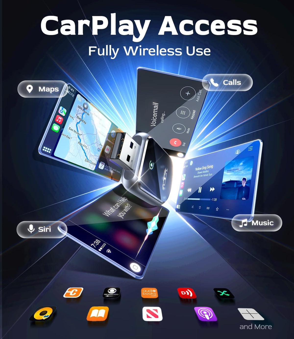 Wireless CarPlay Adapter for Car's with Built-in Wired CarPlay, CarPlay Wireless Dongl Plug and Play Seamless Fast Response Stable Connection