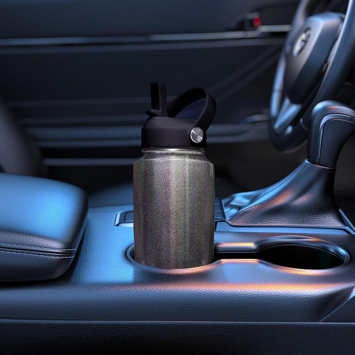 SENDESTAR 32oz Stainless Steel Water Bottle(Cold for 48 Hrs, Hot for 24 Hrs),Double Wall Vacuum Insulated Bottle with Straw Lid, Spout Lid and Flex Cap, Fit in Any Car Cup Holder TXIN-32-Laser Grey