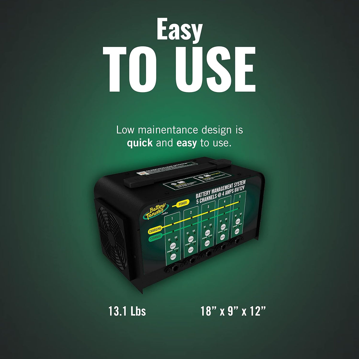 Battery Tender 5 Bank Multibank Charger - 20 AMP (4 AMPs Per Bank) - Selectable 12V / 6V - Smart and Switchable 12V Multi Battery Charger and Maintainer for Automotive and Marine - 021-0133-DL-WH