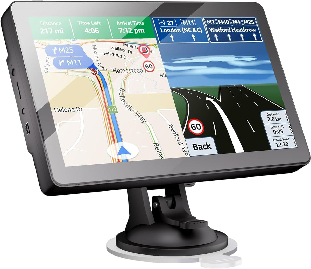 GPS Navigator for Car Truck RV, Latest 2025 Map, 9 inch Touch Screen Real Voice Spoken Turn-by-Turn Direction Reminding Navigation System for Cars, Vehicle GPS with Speed and Red Light Warning