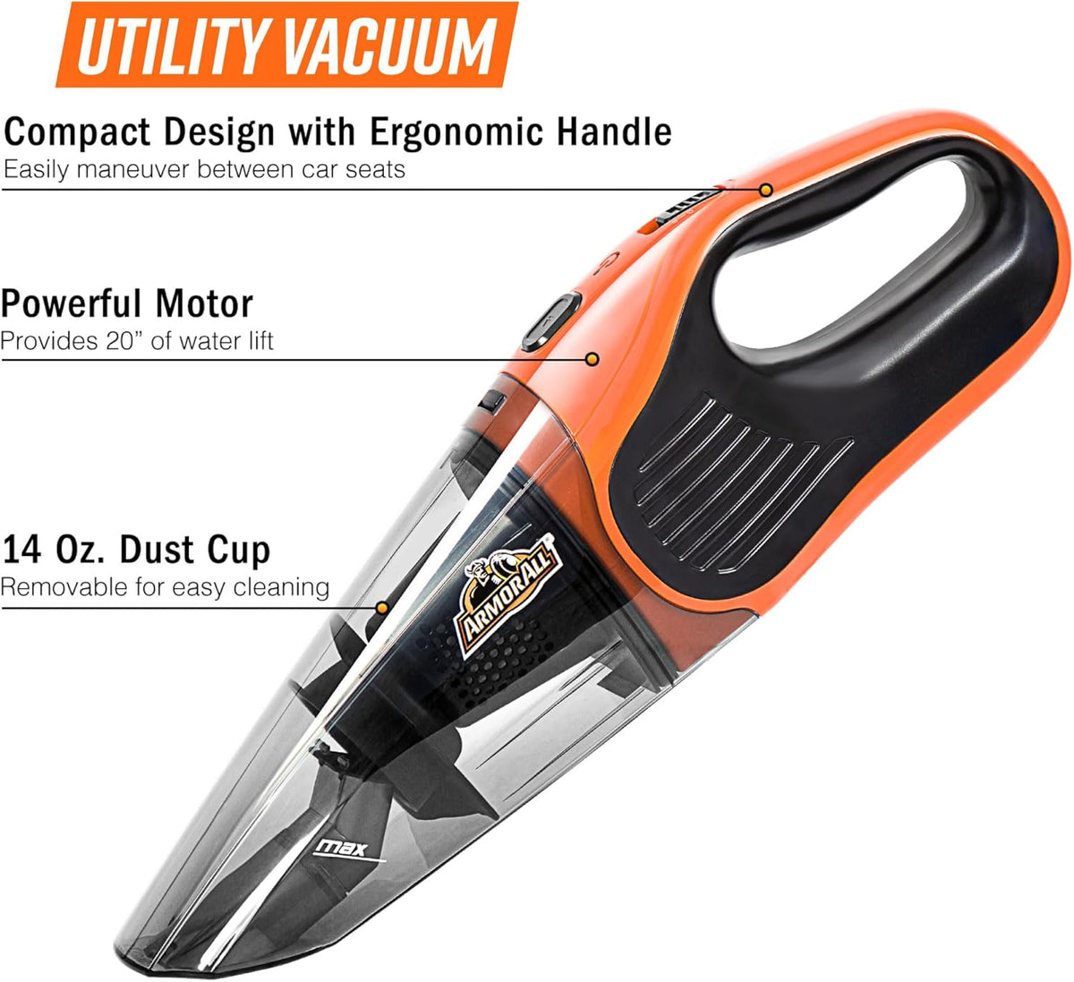 Armor All AA07V1 0902 Handheld Car Vac, Orange