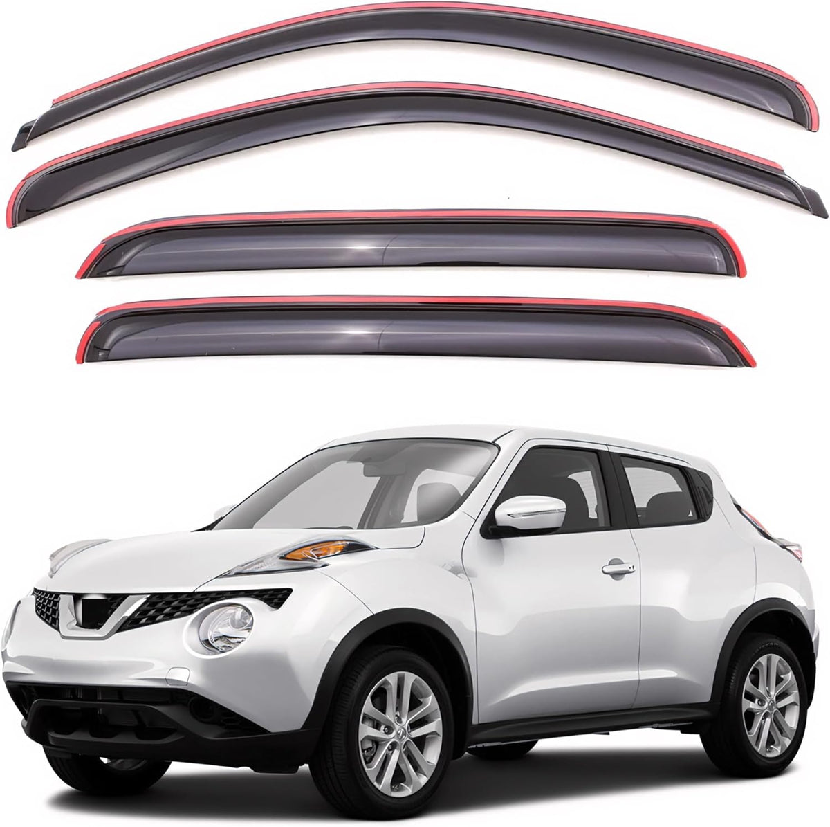 KPY Window Visor Compatible with Nissan Juke 2011-2017, 4PC Rain Guard Side Window Vent Deflectors in-Channel Style, 2011 2012 2013 2014 2015 2016 2017