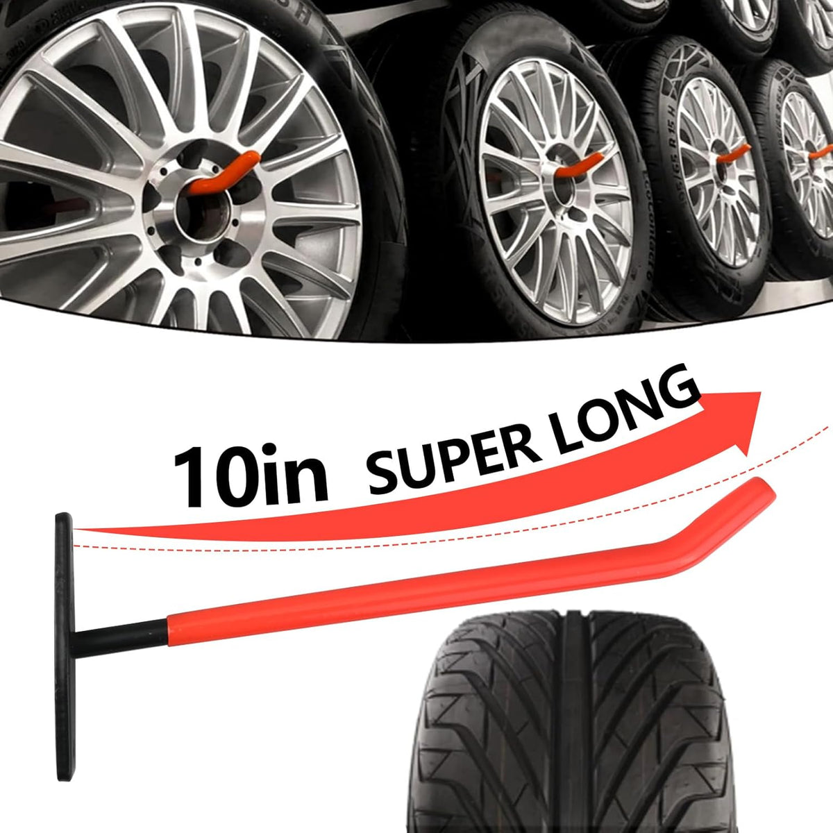 4 Pcs Wall Mount Garage Tires Hooks, 10 Inch Heavy Duty Steel Garage Storage Hooks with Anti-Slip Coating, Hang Tools for up to 88Lbs, for Car Tires, Ladders, Chairs, Ropes