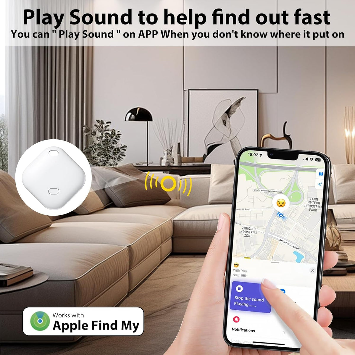 2 Pack GPS Vehicle Tracker, Hidden Vehicle Tracker, No Subscription and Monthly Fees and SIM Card Required, Tracker with Sound, Works with Find My, Suitable for Children, Pets, Vehicles (iOS only)