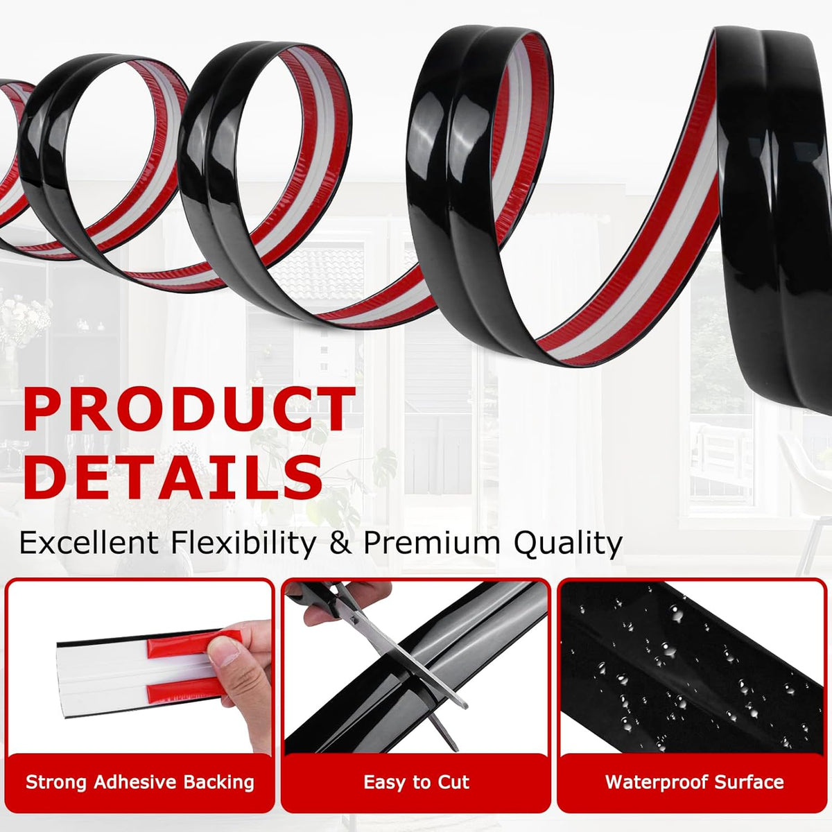 Flexible Wall Corner Protector Moulding Trim Peel and Stick Wall Corner Guards Edge Protector Self Adhesive Molding Trim Strip for Edge Ceiling (Black, 1.6 in x 10 Ft)