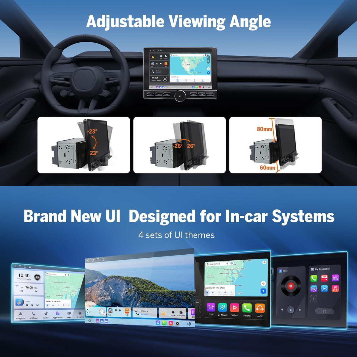 Eonon 8-Core 8GB+128GB Double Din Car Stereo, 10.1 Inch Wireless CarPlay/Android Auto Headunit with WiFi-6, Bluetooth 5.4, Built-in DSP, 4G LTE - UX6K-PRO-MAX