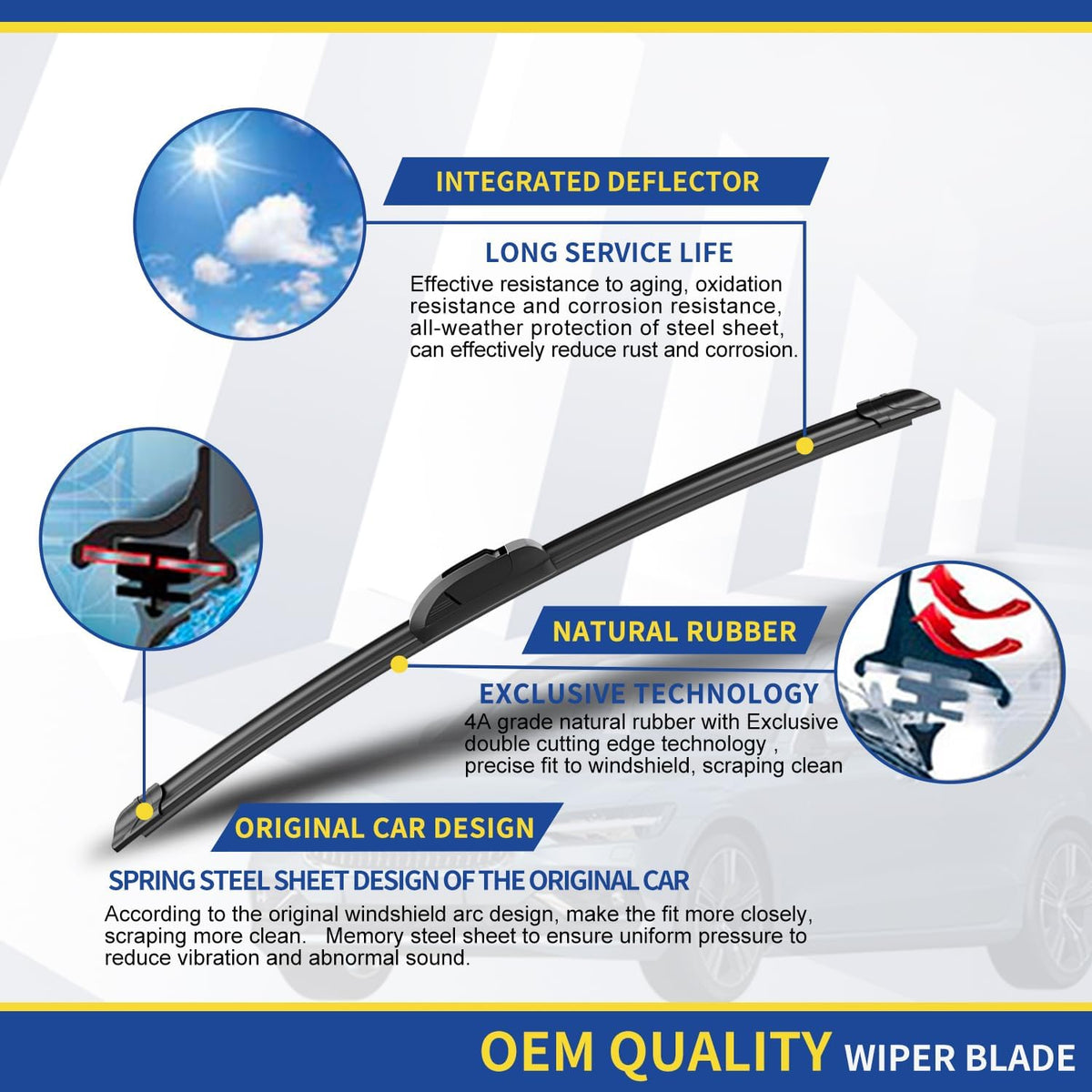 3 wipers Replacement For Mitsubishi Outlander Nissan Murano Infiniti QX50 Acura RDX Windshield Wiper Blades Original Equipment Replacement - 26"+18"+12" (Set of 3)
