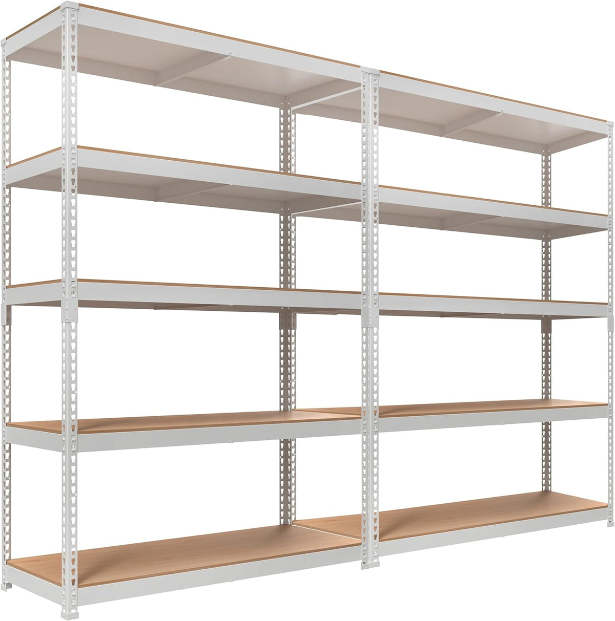 HOMEDANT White 5 Tier Laminated Boltless Heavy Duty Garage Storage Adjustable Wide Size Metal Shelving Unit Utility Rack Shelves Organization Shelf Shed Warehouse 47.7" W x 18.2" D x 71.3" H 2Pack