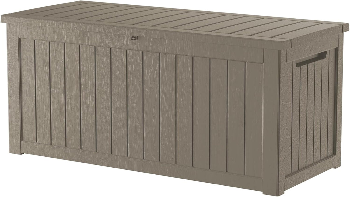 270 Gallon Outdoor Storage Box Patio Deck Box Waterproof, Resin Lockable Outside Large Storage Bin for Pool Cushion Furniture, Garden Tools UV-Resistant, Grey