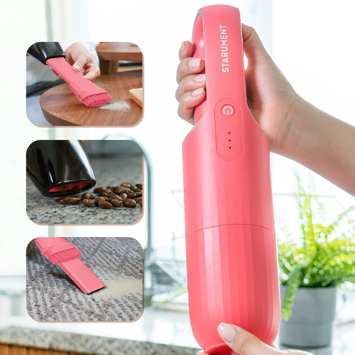 STARUMENT Handheld Vacuum Cleaner - Cordless Vacuum Cleaner for Cleaning Dust, Dirt, Pet Hair Suction - Compact, Rechargeable & Wireless Device for Home, Office, Car - USB-C Cable, Crevice Suction