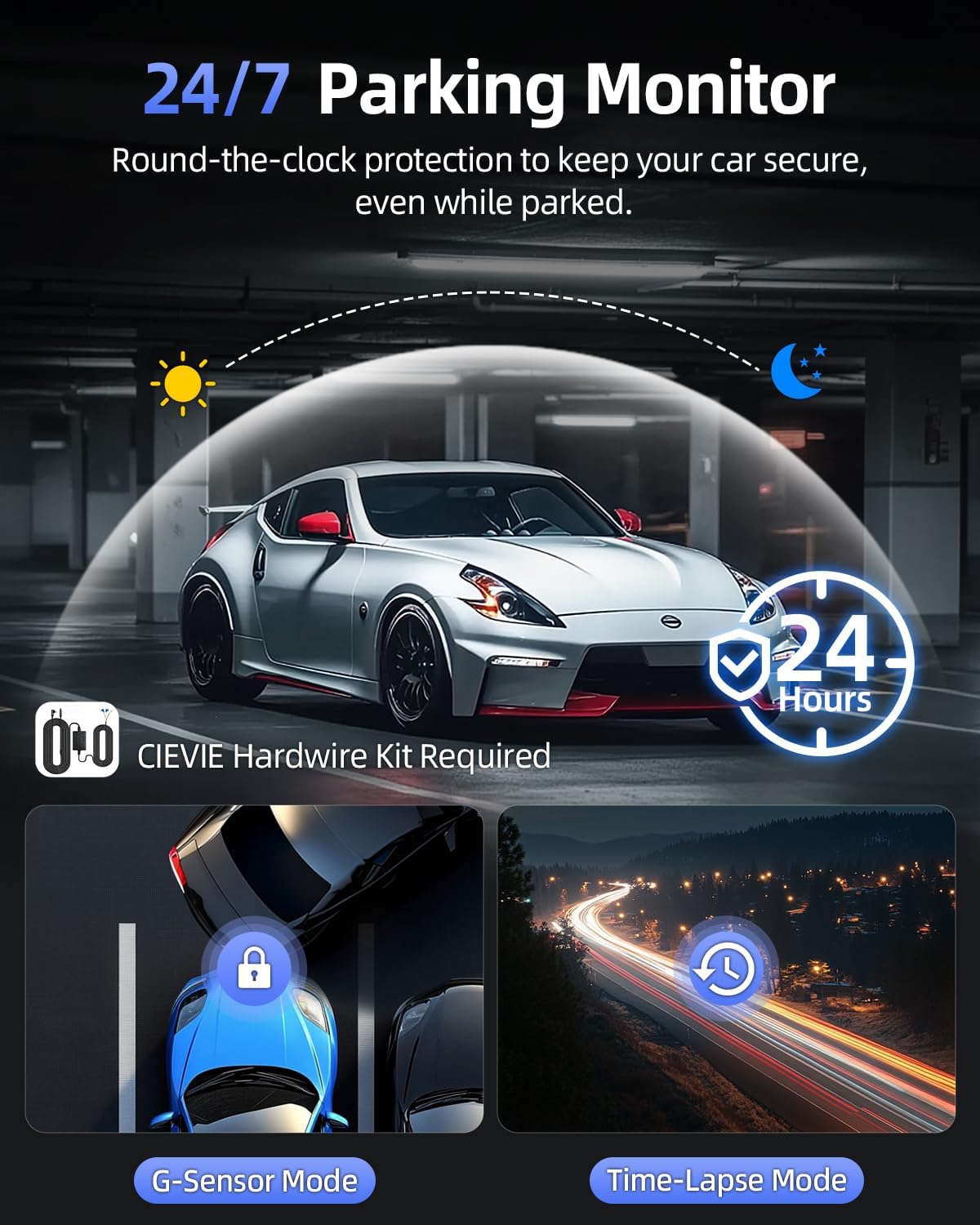4K Dash Cam Front and Rear, 64GB SD Card, 1.5” IPS Display Car Camera, 5Ghz WiFi+App Control, Night Vision, 24H Parking Mode, G-Sensor, WDR, 170° Wide Angle, 4K+1080P Dual Dash Camera for Cars