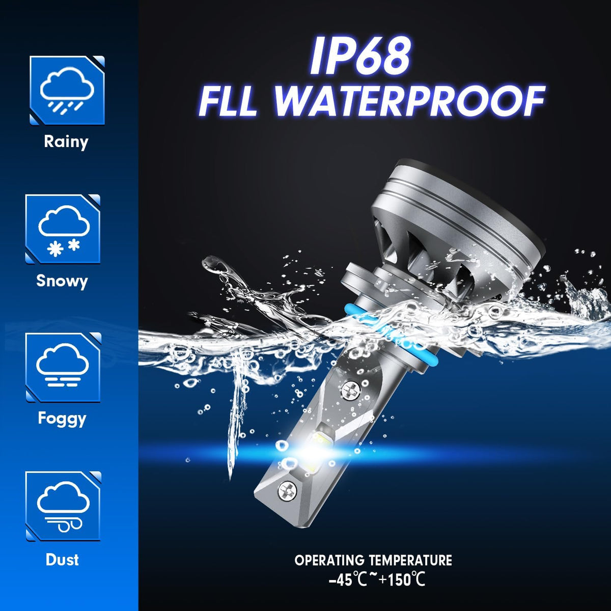 FAHREN 9005 Driving Bulbs 46000 Lumens Super Bright 9005 Bulbs, 6500K Cool White HB3 Fog Bulb with External Driver, 98% Canbus Ready IP68 Waterproof, Pack of 2