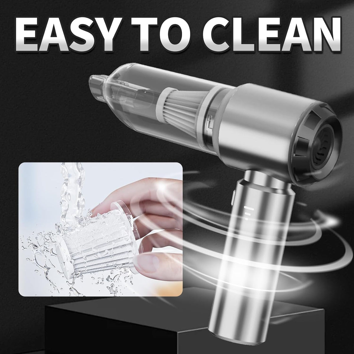 Handheld Car Vacuum Cleaner Cordless,21000Pa High Power Hand Held 3-Speed Adjustment and Multi-Nozzles Cleaner for Car, Home, Office, Pet Hair