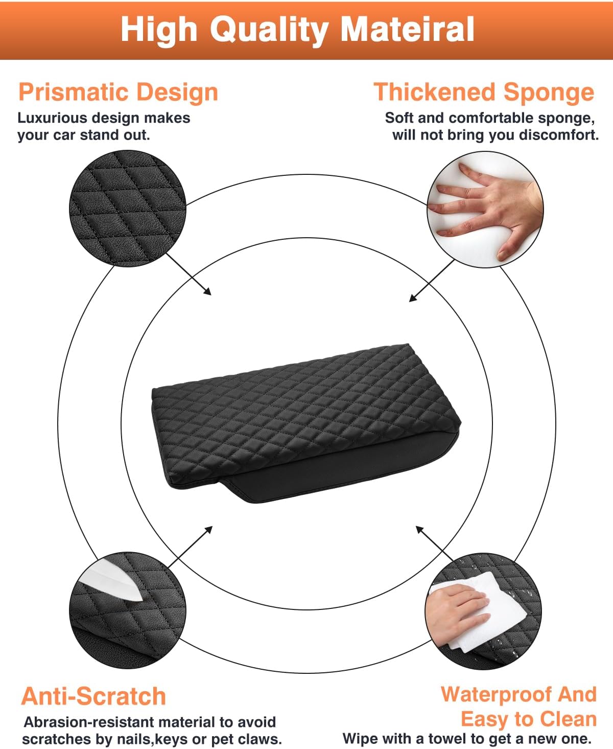 Shademax Toyota Crown Center Console Cover, Armrest Cover Cushion Pad for Toyota Crown 2023 2024 2025 2026 Accessories, PU Leather Middle Consle Lid Armrest Seat Box Cover Protector Anti-Scratch Black