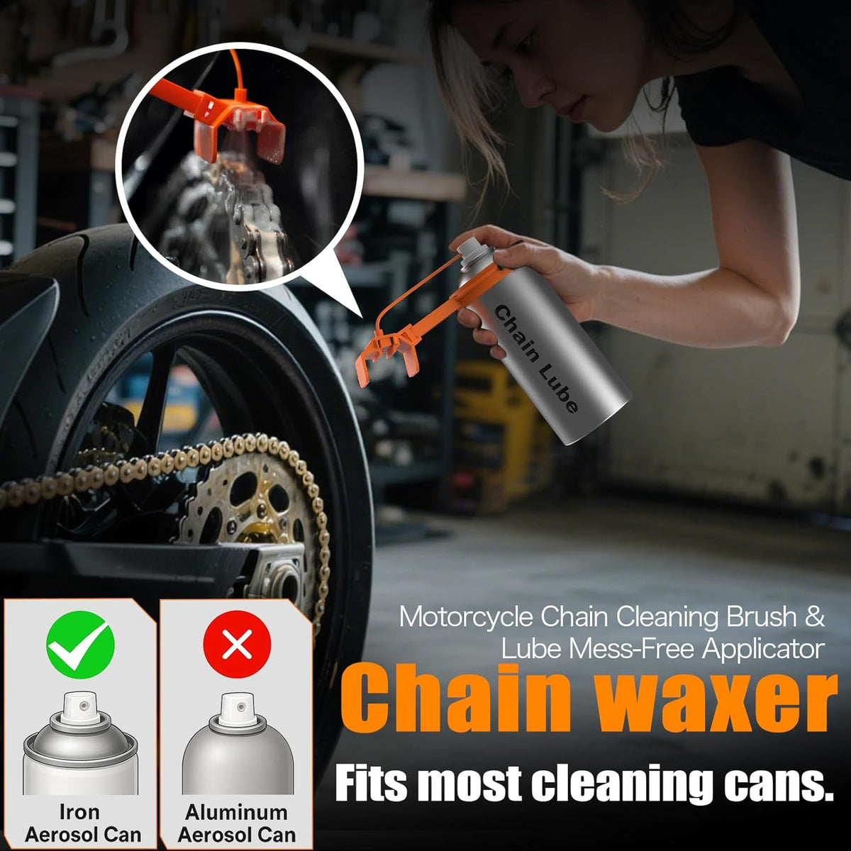 Motorcycle Chain Cleaning Kit, Motorcycle Chain Cleaning & Lubrication Kit, Compatible with Motorcycles, Streetbikes & Motorsport Bikes, Chain Oiler Tool with Applicator for 428/520/525/530 Chains