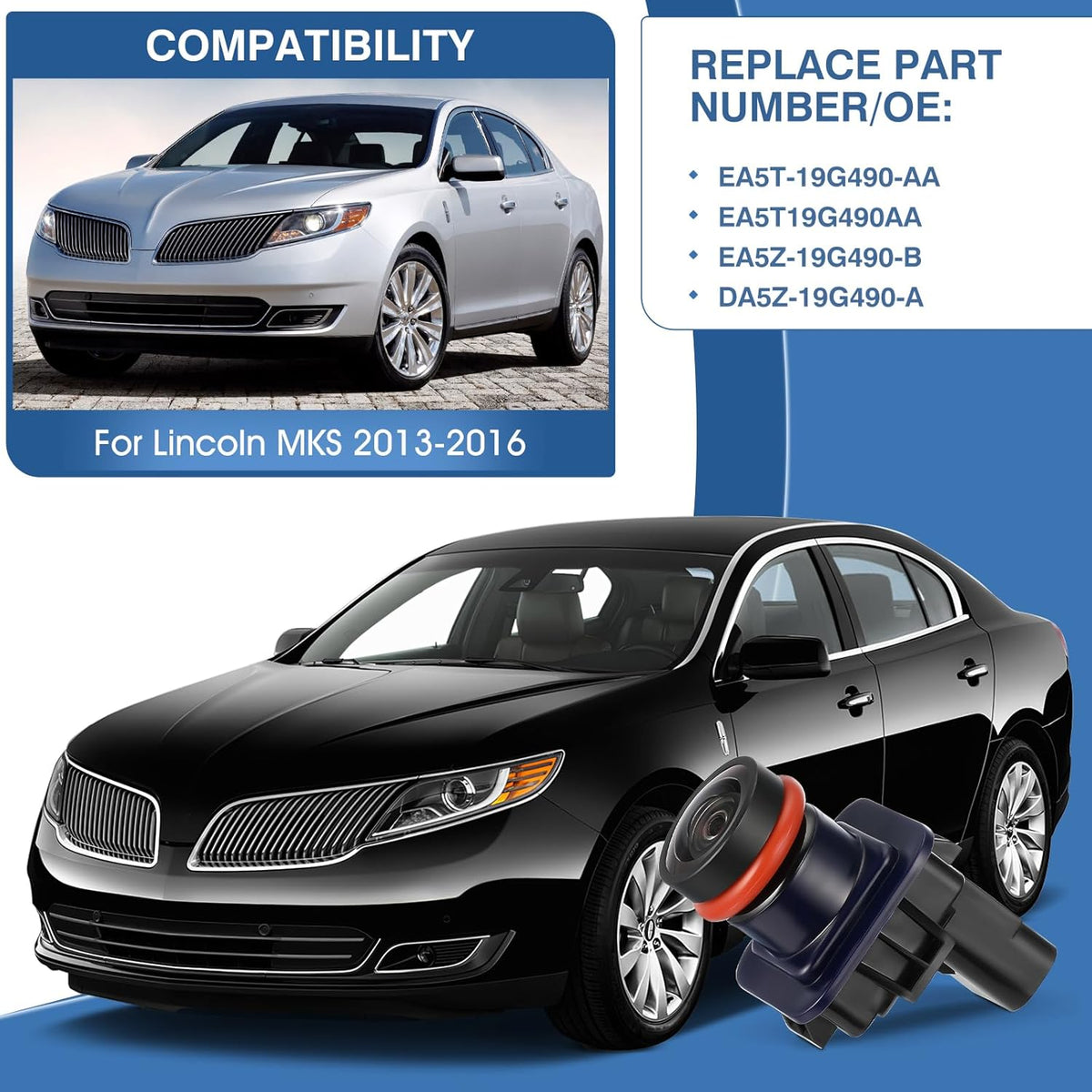 Rear View Backup Reverse Camera Fit for Lincoln MKS 2013-2016,Safety Parking Back Up Assist Camera OE Number EA5T-19G490-AA EA5T19G490AA EA5Z-19G490-B DA5Z-19G490-A