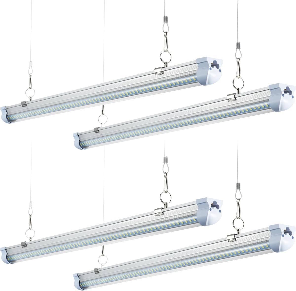 T8 LED Shop Lights 4FT, 4 Pack 60W 9600LM 6000K Daylight White, Linkable Lighting, Plug & Play Energy-Saving, Work Lights Ceiling LED for Garage Warehouse Basement (V4-4)