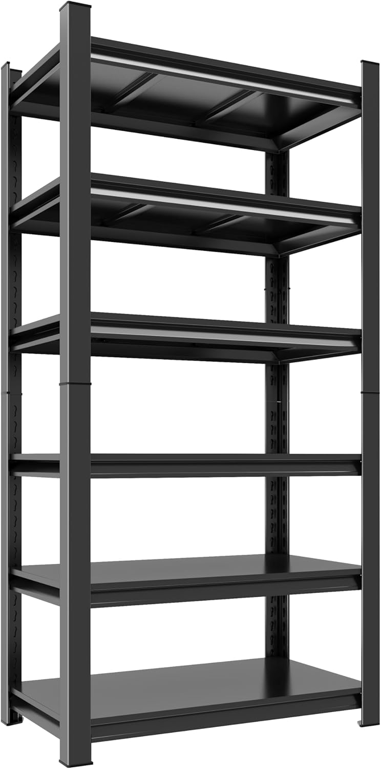 Adjustable 6-Tier Garage Shelving, Heavy Duty Steel Storage Rack, High Load Capacity, Ideal for Garage, Warehouse, or Home Organization (6-Tier 78" H x 45" W x 18" D)