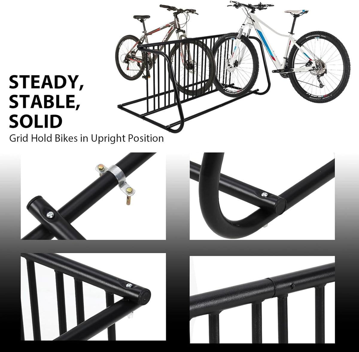 Commercial Bike Rack Garage Floor, Grid Bike Rack in Ground, 10-Bike Capacity Dual Sided Bicycle Storage Stand Floor Parking Stand for Garages, Stores, Schools & Universities Power Coated Steel