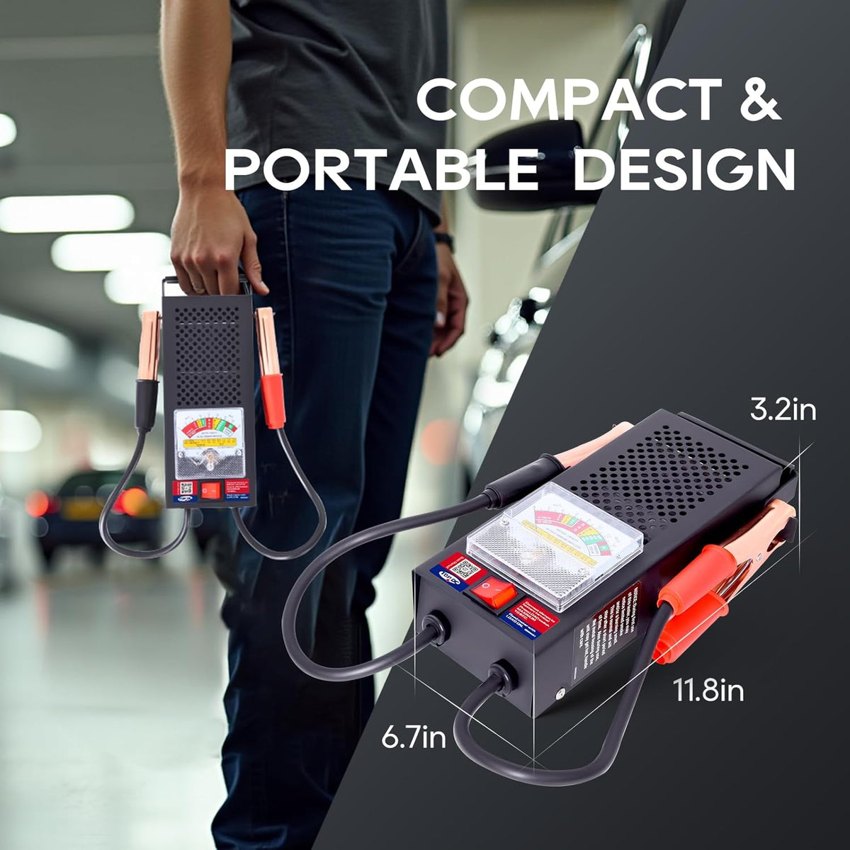 TOPDC Car Battery Tester, 6V/12V, Battery Load Tester 100-1000 CCA, Automotive Battery Tester 100 AMP, for Cars, RVs, Motorcycles, ATVs, Boats
